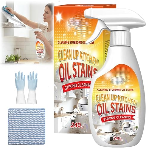Oil Stains Clean Up Kitchen, Heavy Oil Cleaner Stain, 240ML/8.1FL Oz Heavy Oil Stain Cleaner Kitchen, 2026 New Heavy-Duty Kitchen Degreaser Foam