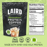Laird Superfood Protein Coffee Powder - Unsweetened Whey Protein, Instant Coffee Mix with Lion’s Mane - 10G Protein, 140mg Caffeine, 0g Sugar