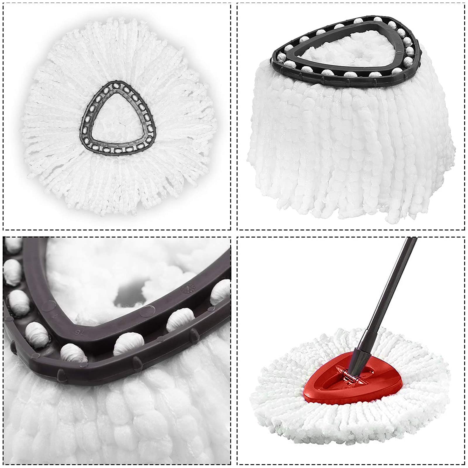 4 Pack Spin Mop Replacement Heads, Microfiber Spin Mop Refills, Easy Cleaning Mop Replace Heads for Floor Cleaning