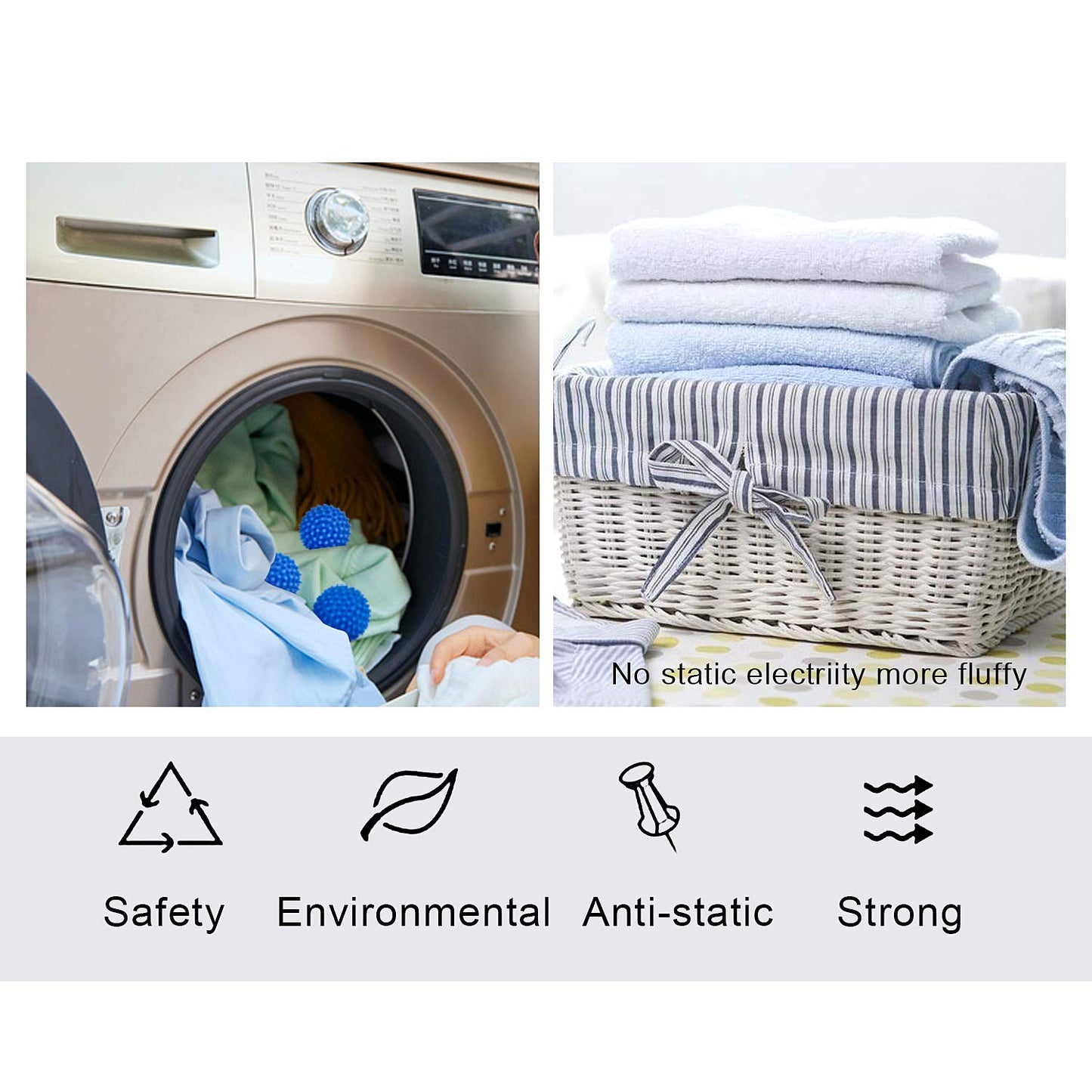Eco Laundry Dryer Balls Reusable Silicone Soft Washing Balls Fabric Softener Alternative for Quick Drying (4 Packs)