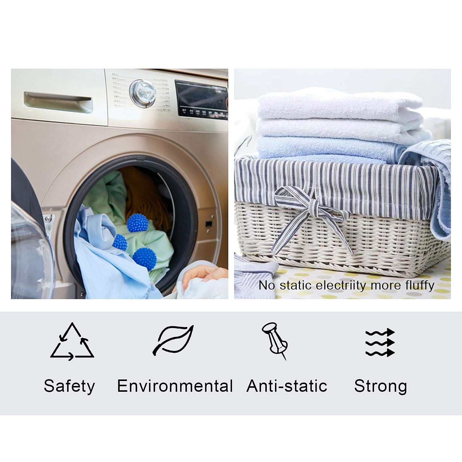 Eco Laundry Dryer Balls Reusable Silicone Soft Washing Balls Fabric Softener Alternative for Quick Drying (4 Packs)