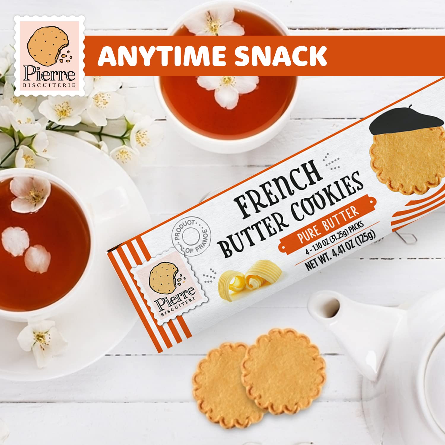 Pierre Biscuiterie French Butter Cookies 22% Butter 4.41 Ounce (Pack of 1)