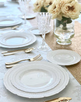 " OCCASIONS " 120 Plates Pack, Extra Heavyweight Vintage Wedding Party Disposable Plastic Plates (8.25'' Appetizer/dessert plate, Chateau in White)