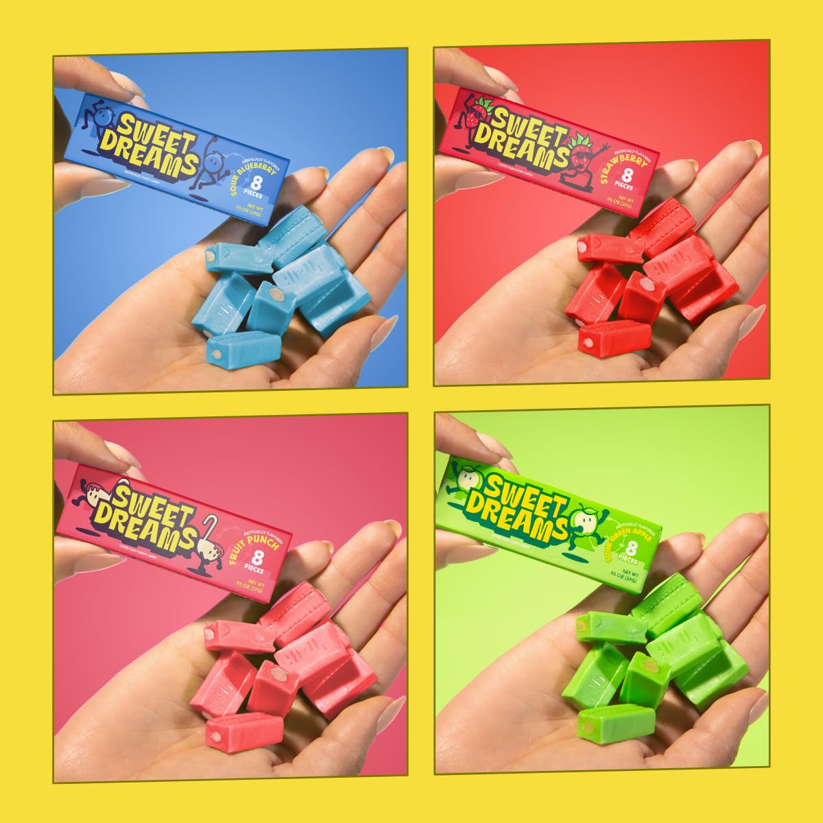 Sweet Dreams Center Filled Soft Chewy Candy Individually Wrapped, Gluten-Free Candies Party Size, Bulk Fruit Chews Candy for Kids - Fruit Punch