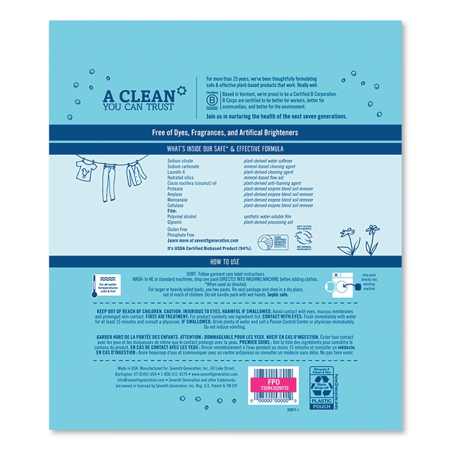 Seventh Generation SEV22977CT - Natural Laundry Detergent Packs