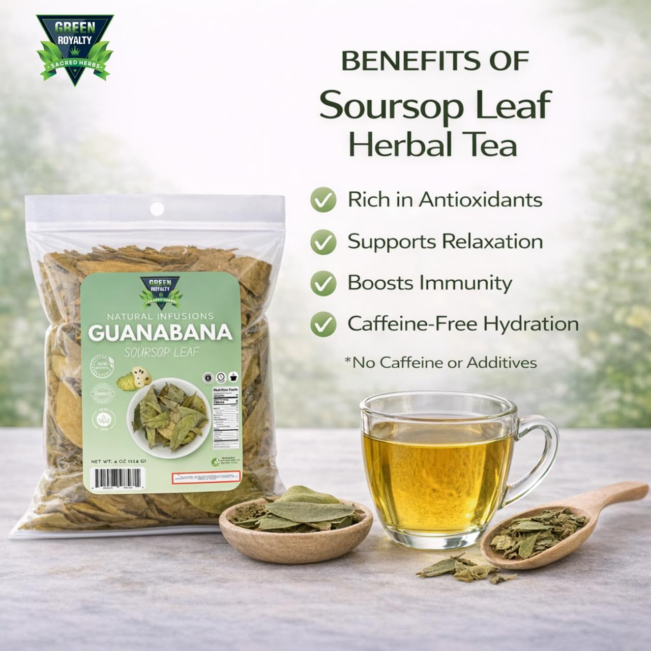 Hojas de Guanábana (té de hojas de guanábana) - Jumbo 4 onzas - 100% natural, vegano, sin OMG, elaborado en la naturaleza y auténtico - Té de hierbas