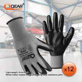 QEAR 12 Pairs Pack Nitrile Rubber Coated Gloves, Multi-function,Light-weight,Good Abrasion, Oil/Greasy Resistance Palm (X-Large)