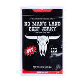 No Mans Land Premium Beef Jerky | 17G High Protein, Low Carb, Low Calorie Beef Snack | Slow-Dried, Smoked & Seasoned Jerky Strips | HOT 8.5oz Bag