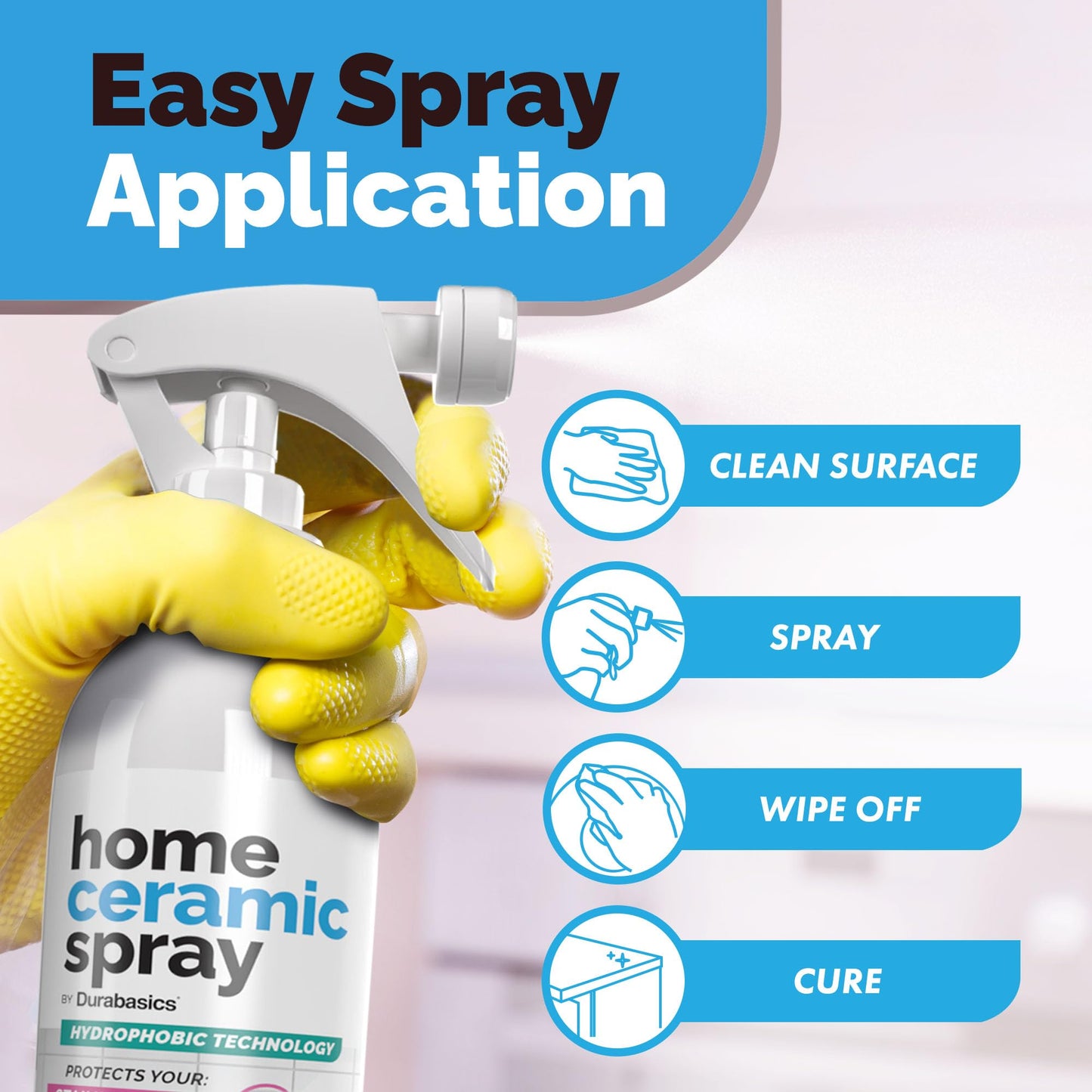 [12 Oz] Home Ceramic Coating Spray Kit - Shine, Seal & Protect Kitchen & Bath Surfaces - High Shine - Repels Stains & Grime Effortlessly - Use on