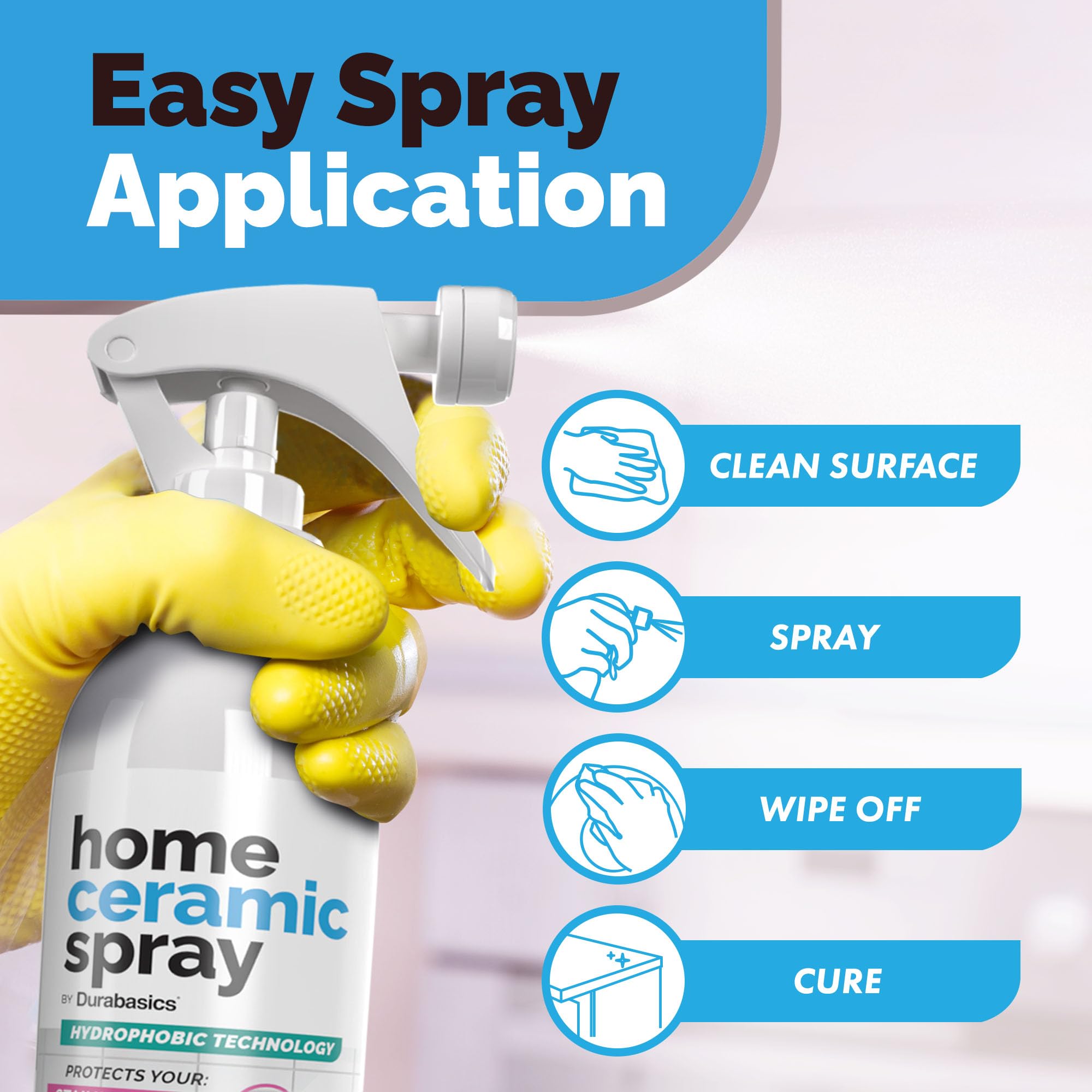 [12 Oz] Home Ceramic Coating Spray Kit - Shine, Seal & Protect Kitchen & Bath Surfaces - High Shine - Repels Stains & Grime Effortlessly - Use on