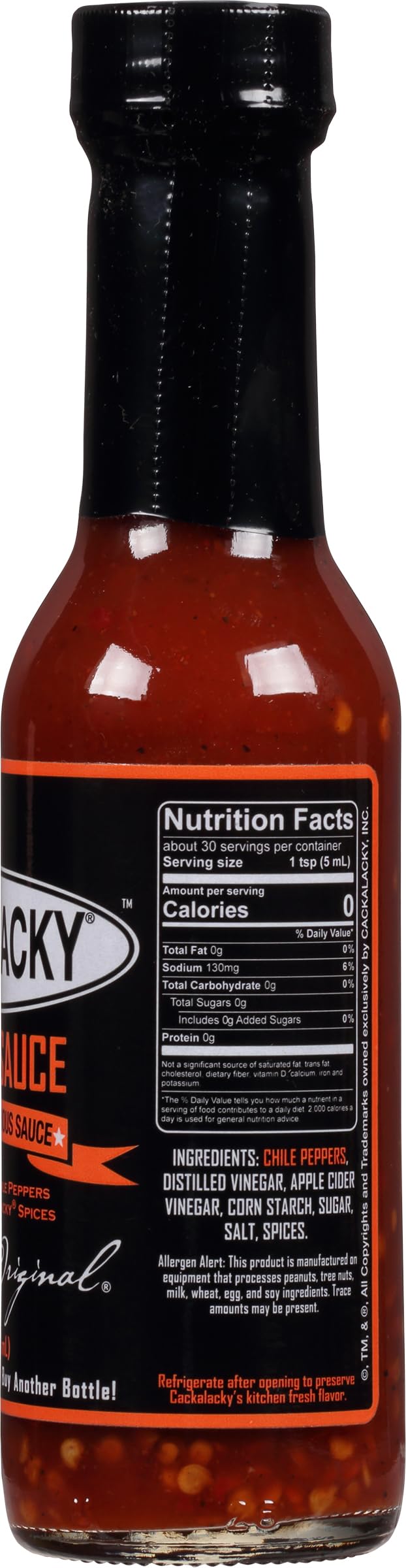 Cackalacky Famously Original Pepper Sauce - 5 oz Bottle - Fiery Hot & Spicy Red Chili Flavor, All-Natural Ingredients, Perfect for Grilling, Dipping