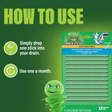 Green Gobbler Drain Cleaner & Deodorizer FRESH SCENT Sticks for Toilet Tanks, Sinks, Bathtub Drains, Washing Machine Drains and Garbage Disposals - 24