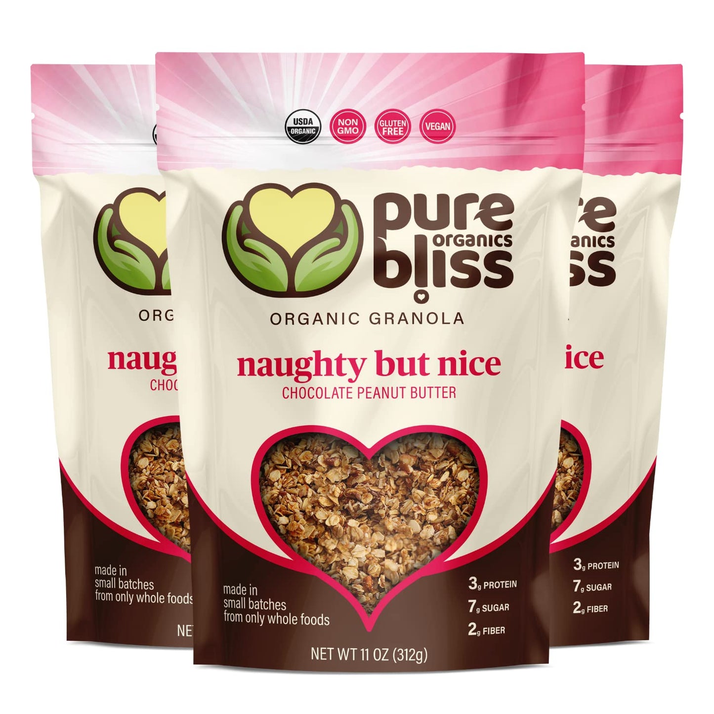 Pure Bliss Organic Granola (Chocolate Peanut Butter) Vegan, Gluten Free, Non-GMO, Best Tasting Natural Healthy Vegan Snack, Hand Made Delicious