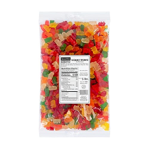 Kervan Candy Bebeto Gummy Bears - Fruity, Soft & Sweet Gummy Candy Bulk for Kids, Gift Snacks and Parties - Classic Bear Gummies Big Party Size Bag (5