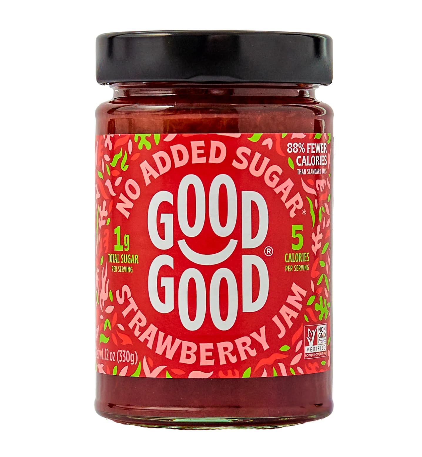 GOOD GOOD No Added Sugar Fruit Jam Variety Pack of 4 - Keto Friendly Jelly - Strawberry, Blueberry, Raspberry and Cherry Jam - Low Carb, Low-Calorie