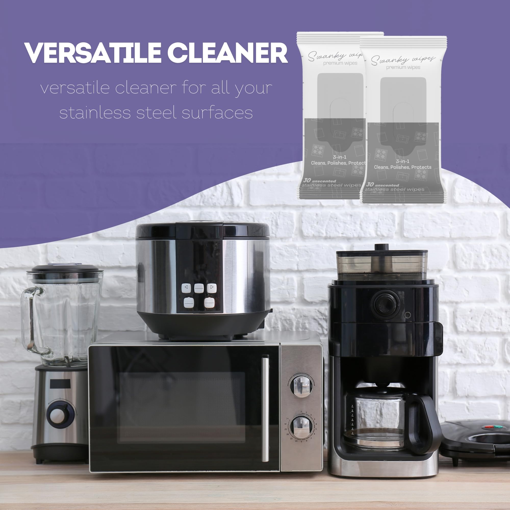 Swanky Stainless Steel Cleaner Wipes - Grime & Grease Remover Kitchen Cleaning Supplies - Clean & Shine, For Stove Top, Refrigerator, Sink, Oven