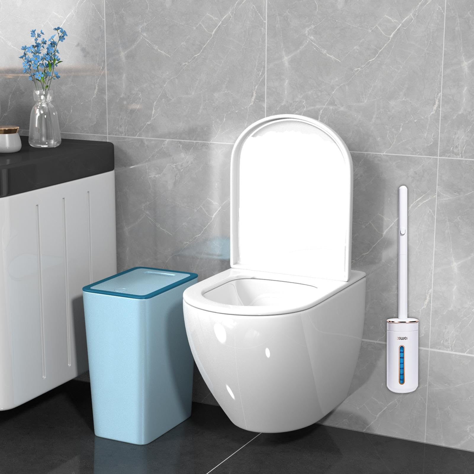 ZAGARO Toilet Brush and Holder | No Contact Toilet Bowl Cleaner Brush - Pleasant Fragrance Toilet Cleaning Brush Scented Toilet Brush for Hotel
