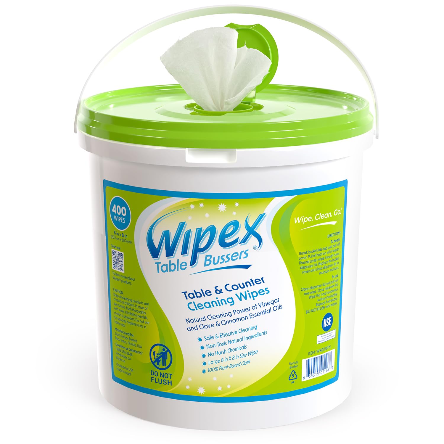 Wipex Table Bussers - Natural Cleaning Wipes | Table Cleaning Quick Cleaner & Counter Wipes | Made with Vinegar, Propolis, Clove and Cinnamon Oil, 400