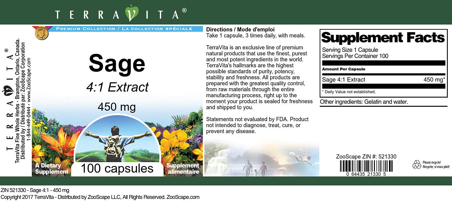 Sage 4:1-450 mg (100 Capsules, ZIN: 521330)