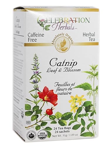 Celebration Herbals Organic Catnip Leaf and Blossom Tea Caffeine Free -- 24 Herbal Tea Bags