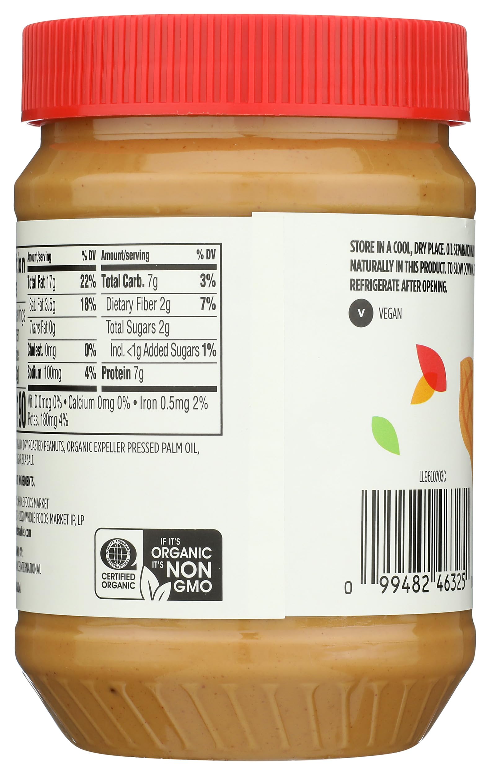 365 by Whole Foods Market, Organic Creamy Peanut Butter Spread, No Stir, 28 Ounce