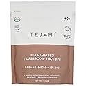 TEJARI Organic Plant Based Protein Blend | Organic Cacao | 16 oz, 16 Servings | Vegan, Low Sugar, Gluten Free, Low Carb, Non-GMO, Stevia Free, Soy