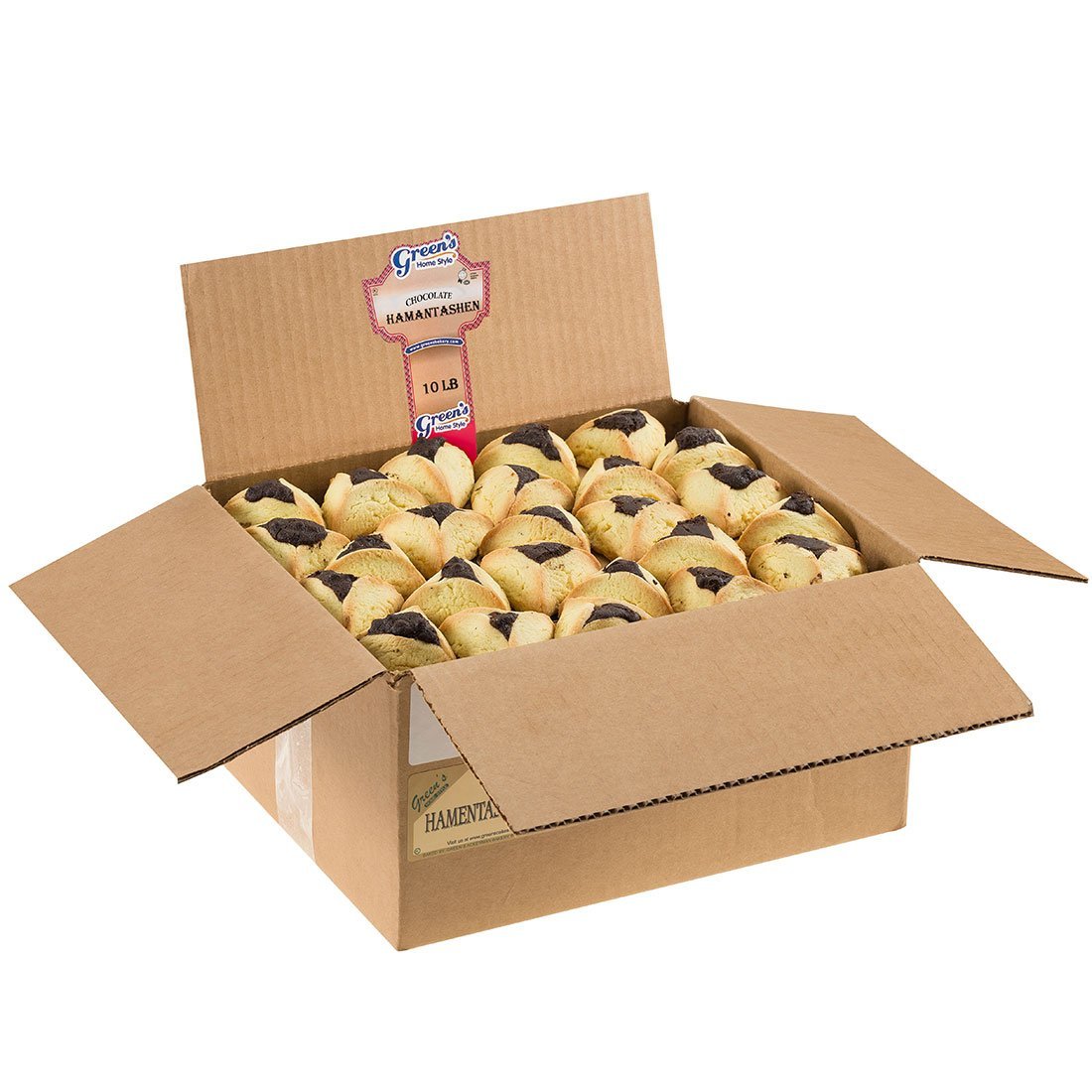 Green's Bakery Bulk Chocolate Chip Hamantaschen, 10 lbs. Buttery, Fresh and Delicious Shortbread Cookie, OK Certified Kosher and Pareve, Dairy Free