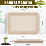 Yihurlm 50 Pack Disposable Food Trays,14 Inch Extra Large Paper Plates,Heavy Duty Disposable Trays,Compostable Food Serving Trays, Biodegradable