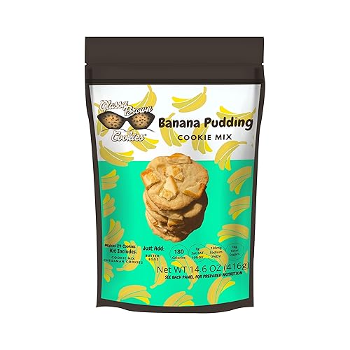 Glassy Brown Cookies - Banana Pudding Cookie Mix | Soft Cookies Variety Pack | Banana Flavor Edible Cookie Dough Bites | Butter Cookies With No Preservatives | Banana Baking Mix Pack - 14.6 OZ (416g)