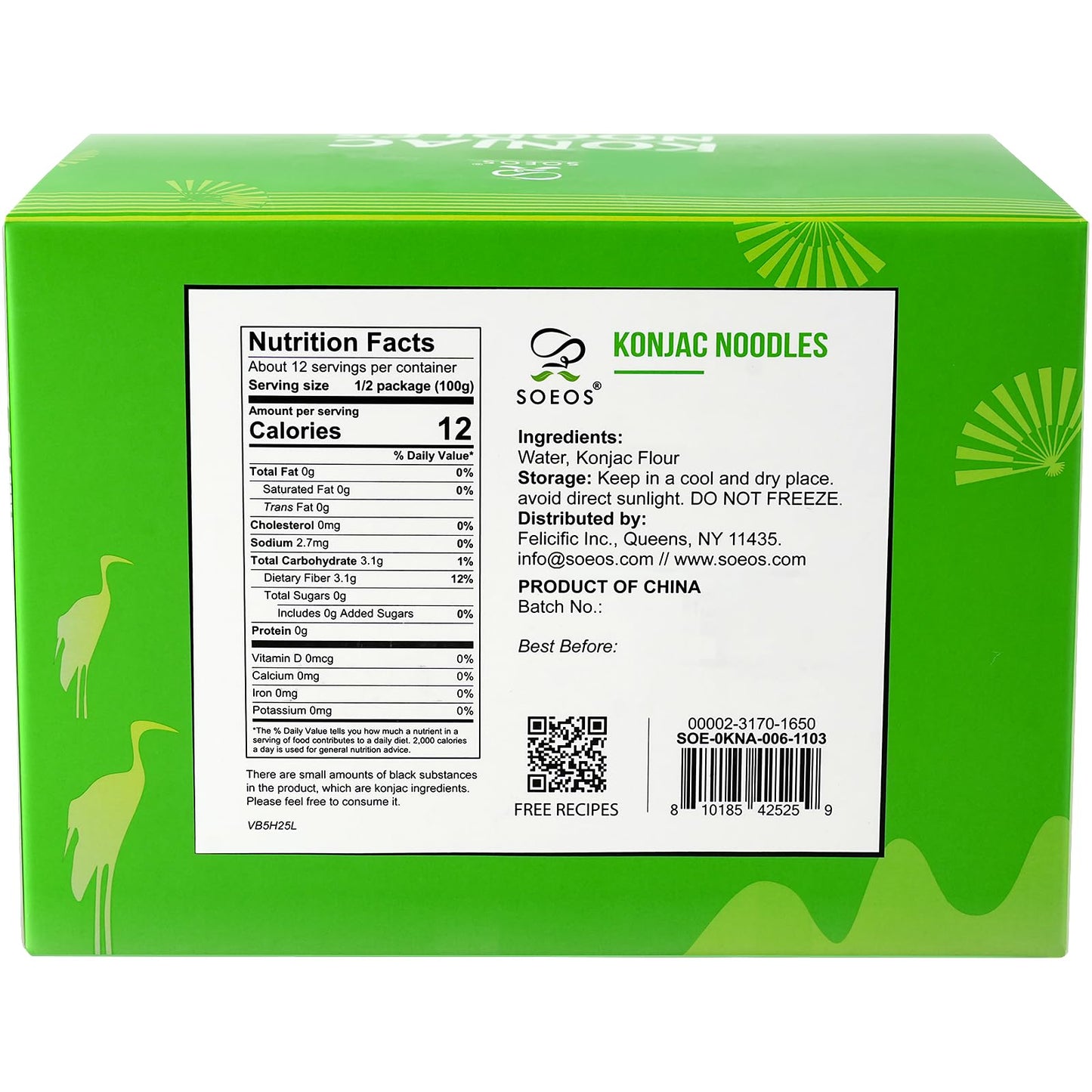 Soeos Organic Konjac Noodles, Angel Hair Pasta, 9.5oz (270g), 6 Packs, Kosher, Sugar Free, Gluten Free, Low Calorie Shirataki Noodle