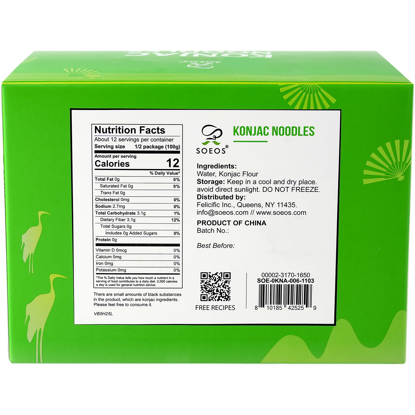 Soeos Organic Konjac Noodles, Angel Hair Pasta, 9.5oz (270g), 6 Packs, Kosher, Sugar Free, Gluten Free, Low Calorie Shirataki Noodle