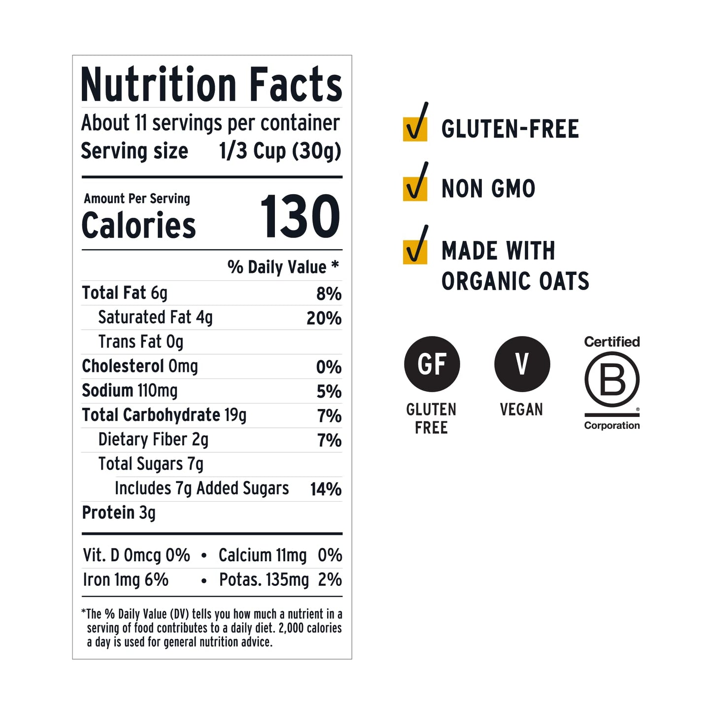 purely elizabeth Vanilla Chocolate Chip, Ancient Grain Granola, Gluten-Free, Non-GMO (6 Ct, 72oz Bulk)
