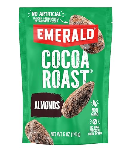 Emerald Nuts Cocoa Roast Almonds (1-Pack), 5 Oz Resealable Bag, Kosher Certified, Non-GMO, Contains No Artificial Preservatives, Flavors or Synthetic