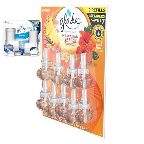 Glade PlugIns Scented Oil Refill, Essential Oil Infused Wall Plug in, 6.39 fl. oz, 9 ct. (Hawaiian Breeze)