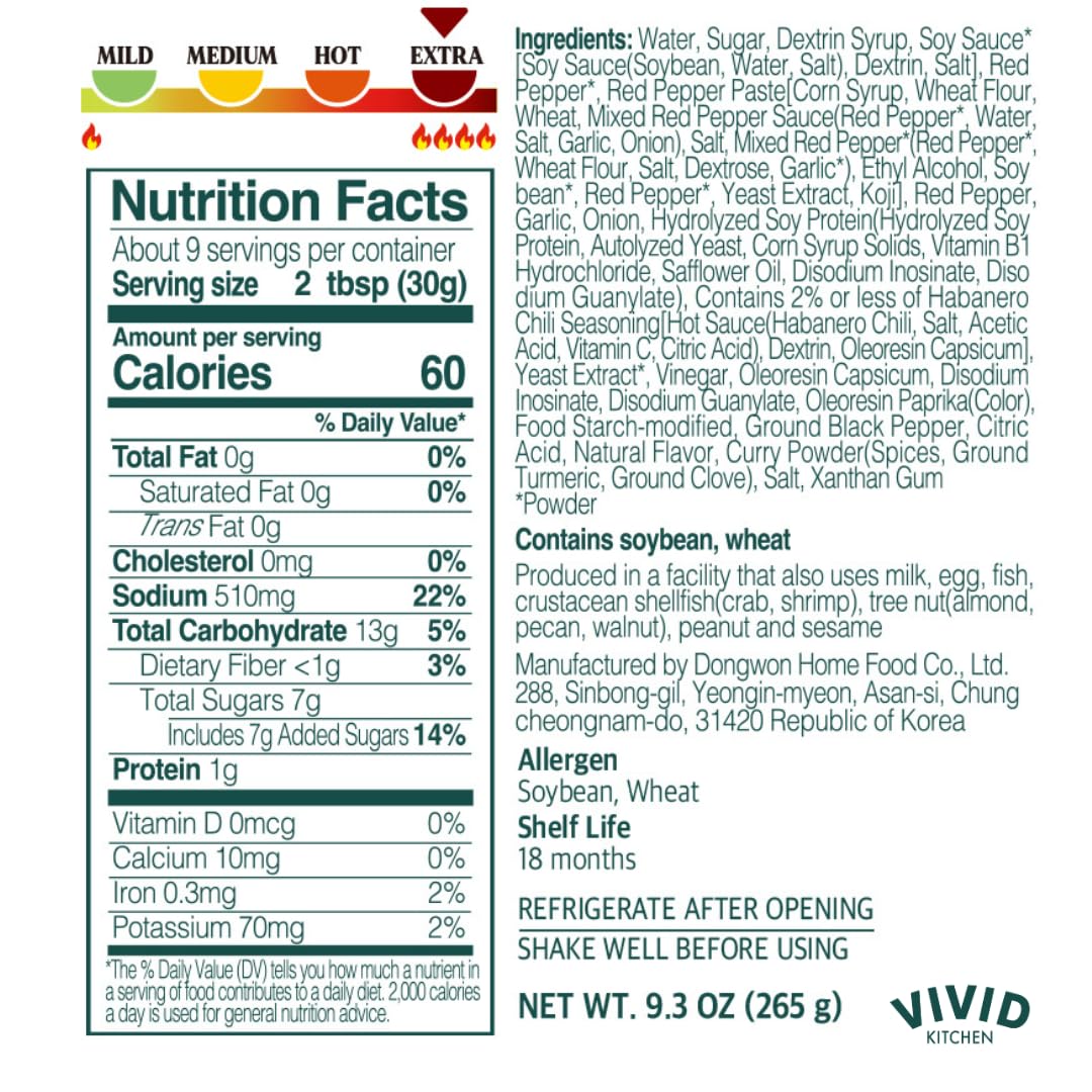 VIVID KITCHEN Fire Hot Sauce - Korean Fusion Extra Spicy Sauce - 8.6 oz Bottle - Bold Heat & Flavor - No MSG or Preservatives - Perfect for Topping