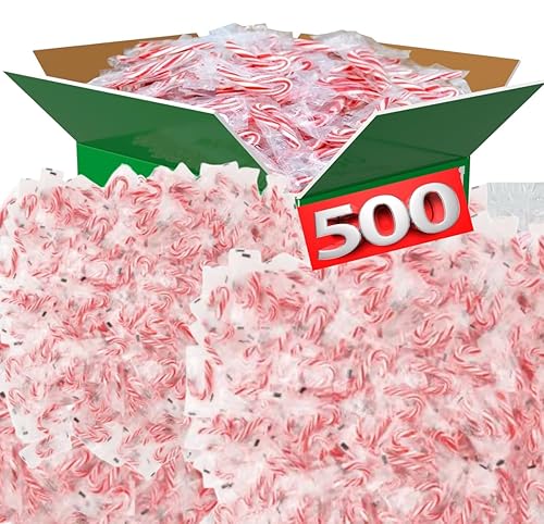 Peppermint Mini Candy Canes, Individually Wrapped, Bulk Christmas Candy | (500 - Count)