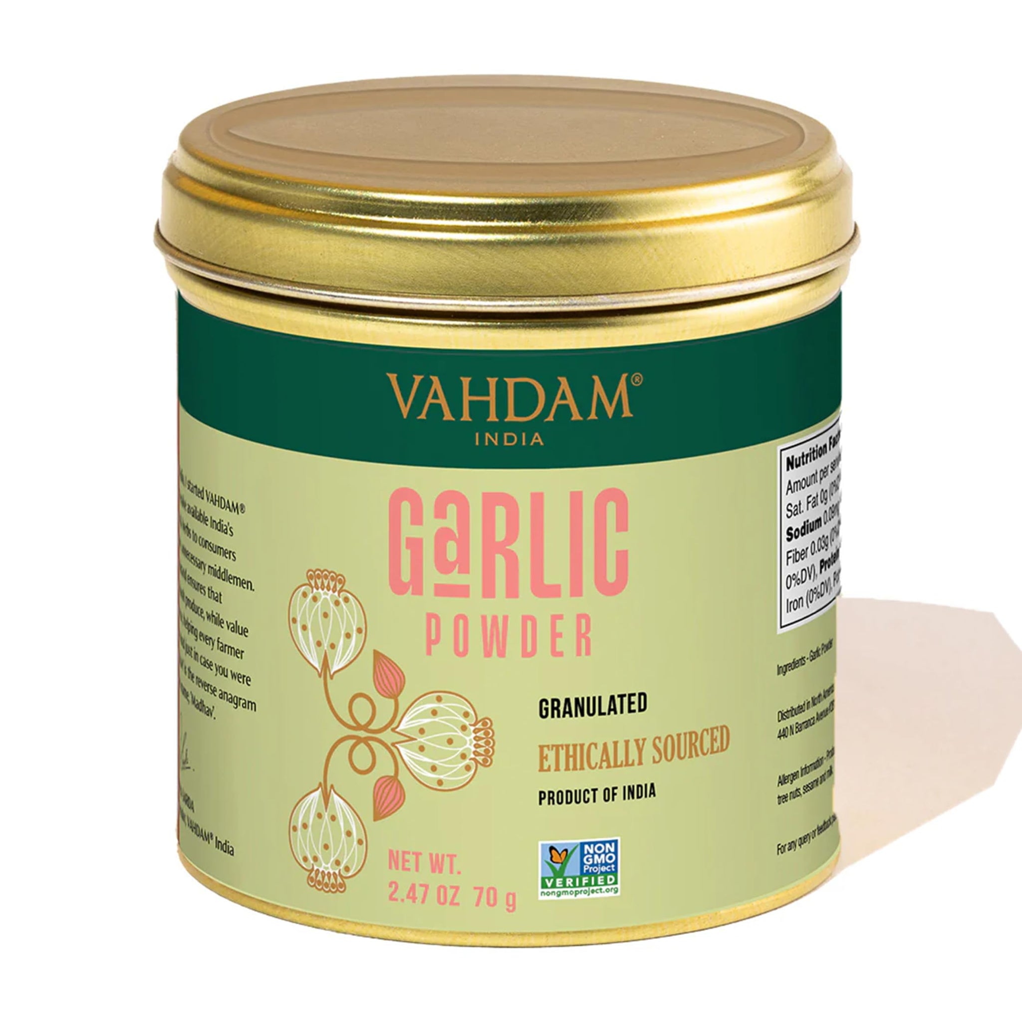 VAHDAM, Garlic Granules (2.47oz) 100% Raw Granulated Garlic (Allium Sativum) from India | Non GMO, Gluten Free, Dried Garlic | Aromatic & Pungent |