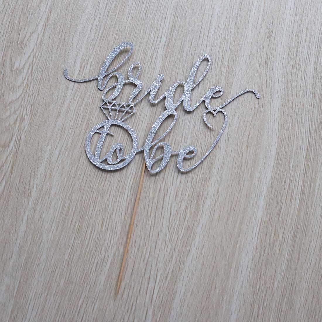 AMINJIE Bride to Be Cake Topper for Bridal Shower / Wedding Shower / Engagement / Bachelorette / Hen Party Decorations, Double Sided Silver Glitter