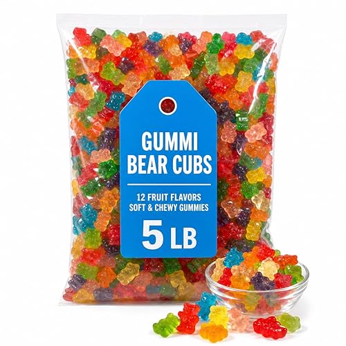 Gummi Bear Cubs Candy, 12 Fruit Flavors, Soft Chewy Gummies, 5 lb Bag