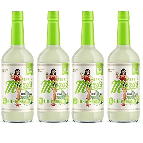 Miss Mary's Lite Margarita Mix, Keto Friendly, Low Sugar Drink Mixer, All Natural Ingredients, Low Calorie, Low Carb, 4 Pack