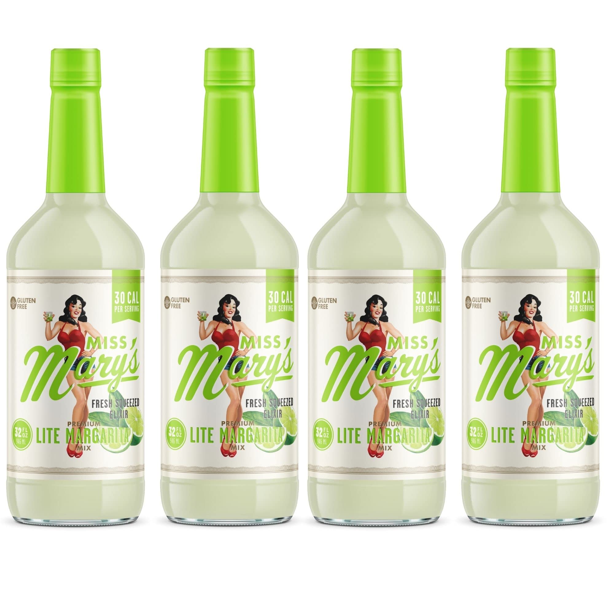 Miss Mary's Lite Margarita Mix, Keto Friendly, Low Sugar Drink Mixer, All Natural Ingredients, Low Calorie, Low Carb, 4 Pack