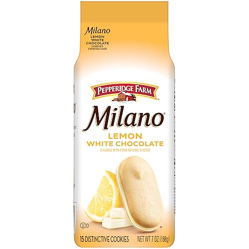 Pepperidge Farm Milano White Chocolate Lemon Flavored Cookies, 7 Oz Bag