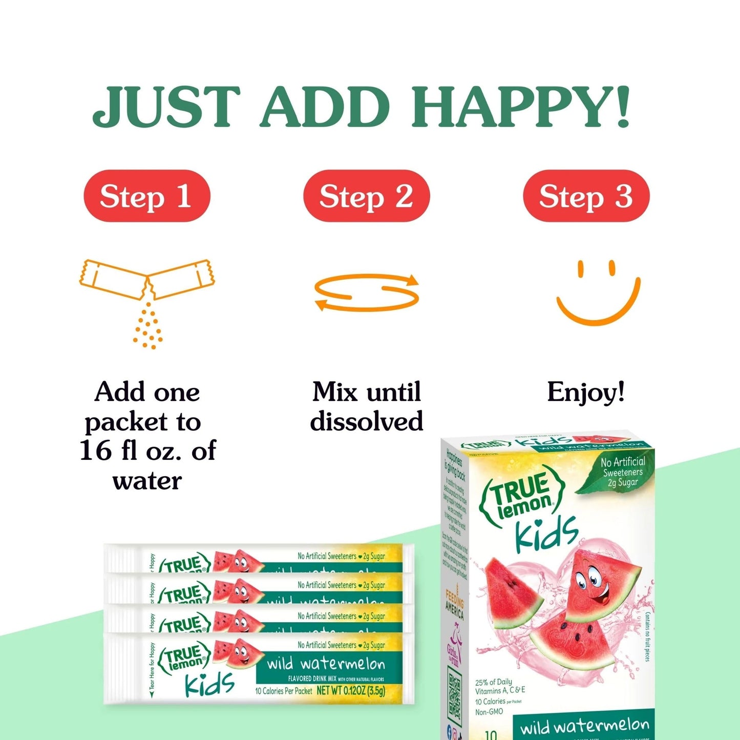 True Lemon Kids Wild Watermelon 10ct, Drink Mix for Kids Hydration, No Artificial Sweeteners, Low Sugar Water Flavoring, Juice Powdered Drink Mix