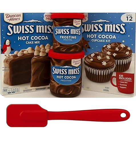 Holiday Favorite Duncan Hines Hot Cocoa Swiss Miss Chocolate Cake Mix and Cupcake Bundle