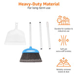 Amazon Basics Dustpan Broom Set with Adjustable Long Handle, Easy to Assemble, Blue and White