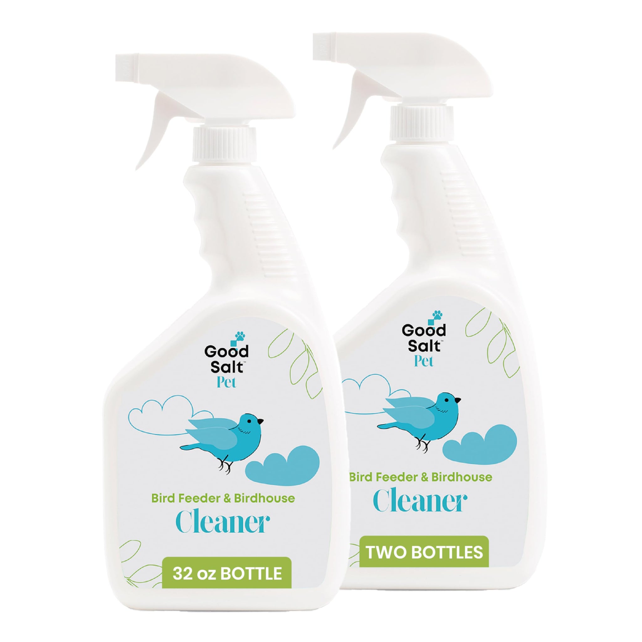 Good Salt Pet Bird Feeder & Birdhouse Cleaner, Natural Bird-Friendly Spray Formula, Made in the USA, 32 Ounce Bottle, 2-Pack