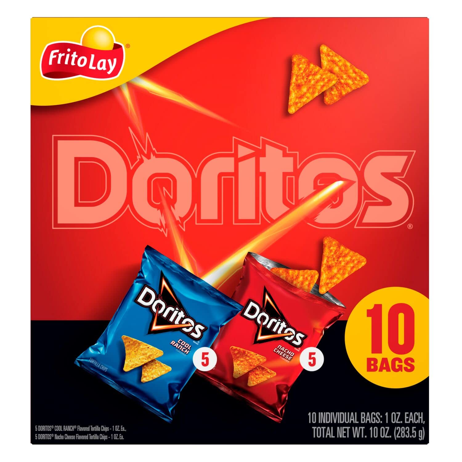 Frito-Lay Doritos Mix Variety Pack, Nacho Cheese & Cool Ranch, 1oz Bags (10 Pack)