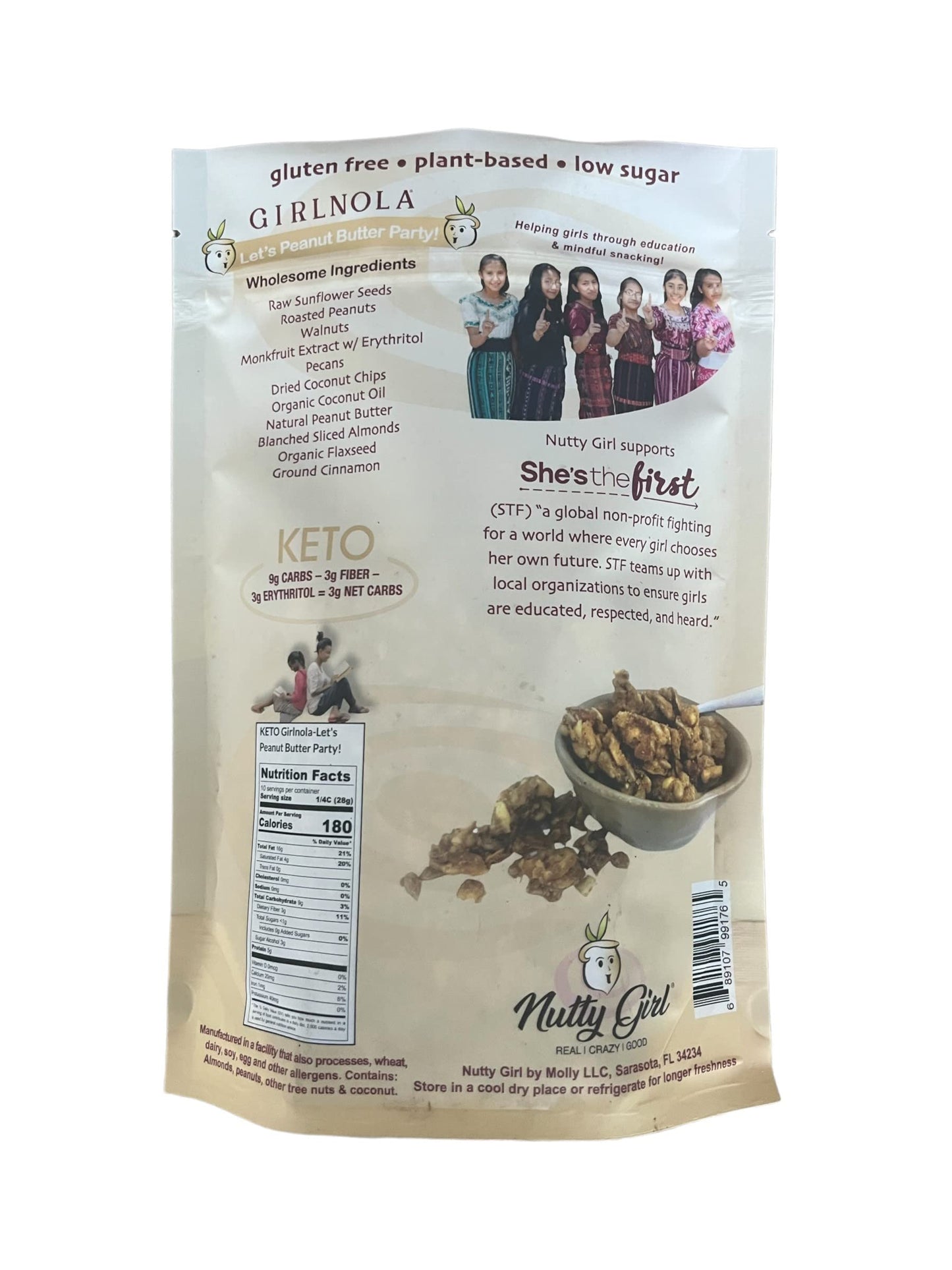 Nutty Girl Keto Girlnola® | Low Sugar Granola Cereal | Let's Peanut Butter Party | 10 oz Pouch