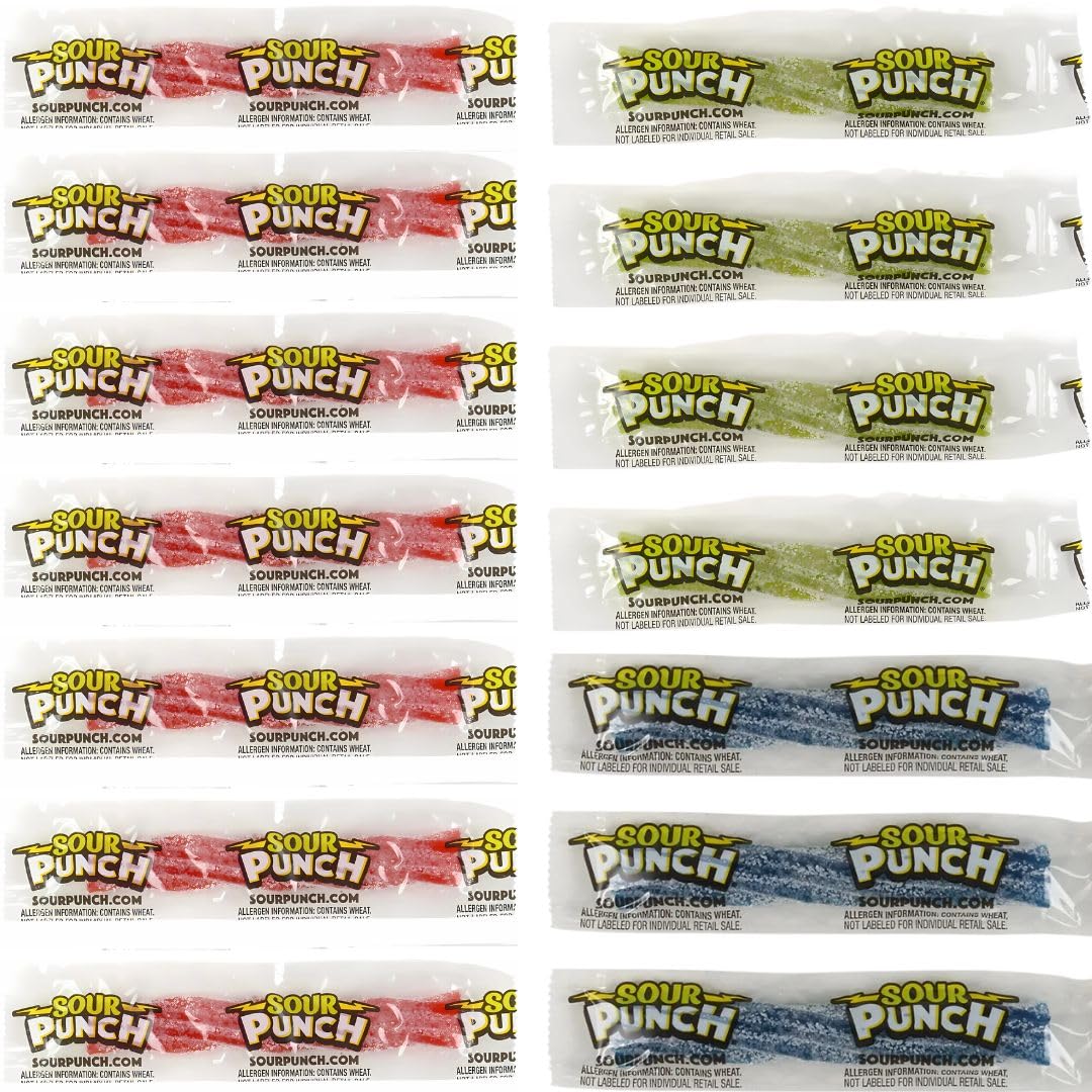 Assorted Sour Punch Twists Mega Candy Super Tube (3" x 24") 1 Tube - Deliciously Tangy Chewy Candy Treats - Perfect for Any Parties & Events