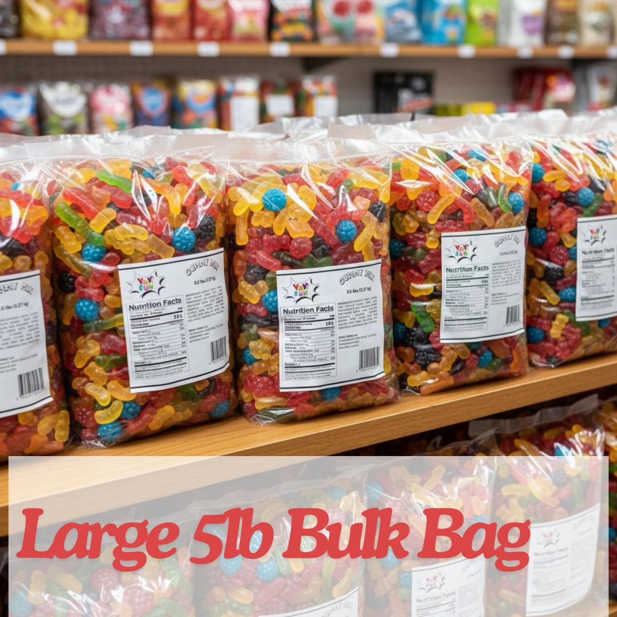 Gummy Candy Mix | 5 Pound Variety Pack | Gummy Bears, Worms,Blue and Red Raspberries | Assorted Fruit Flavors for Parties, Goodie Bags, Buffets